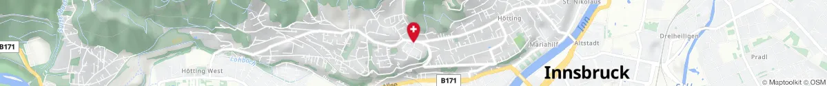 Map representation of the location for Apotheke Zum großen Gott in 6020 Innsbruck